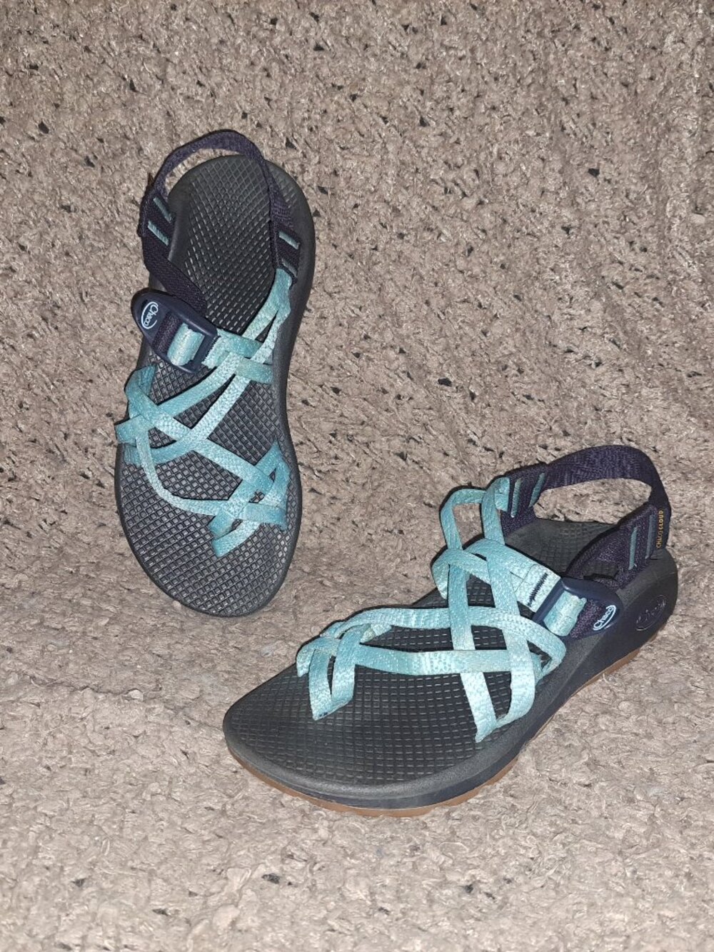 CHACO Z/Cloud X2-Toe Loop-Steeple Pine/Navy Sandals-Size 7-Excellent